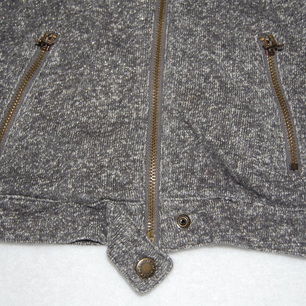 Lucky Brand Girls Size 5, Gray Soft Cotton Jacket with Fringe Sleeves - Picture 8 of 12